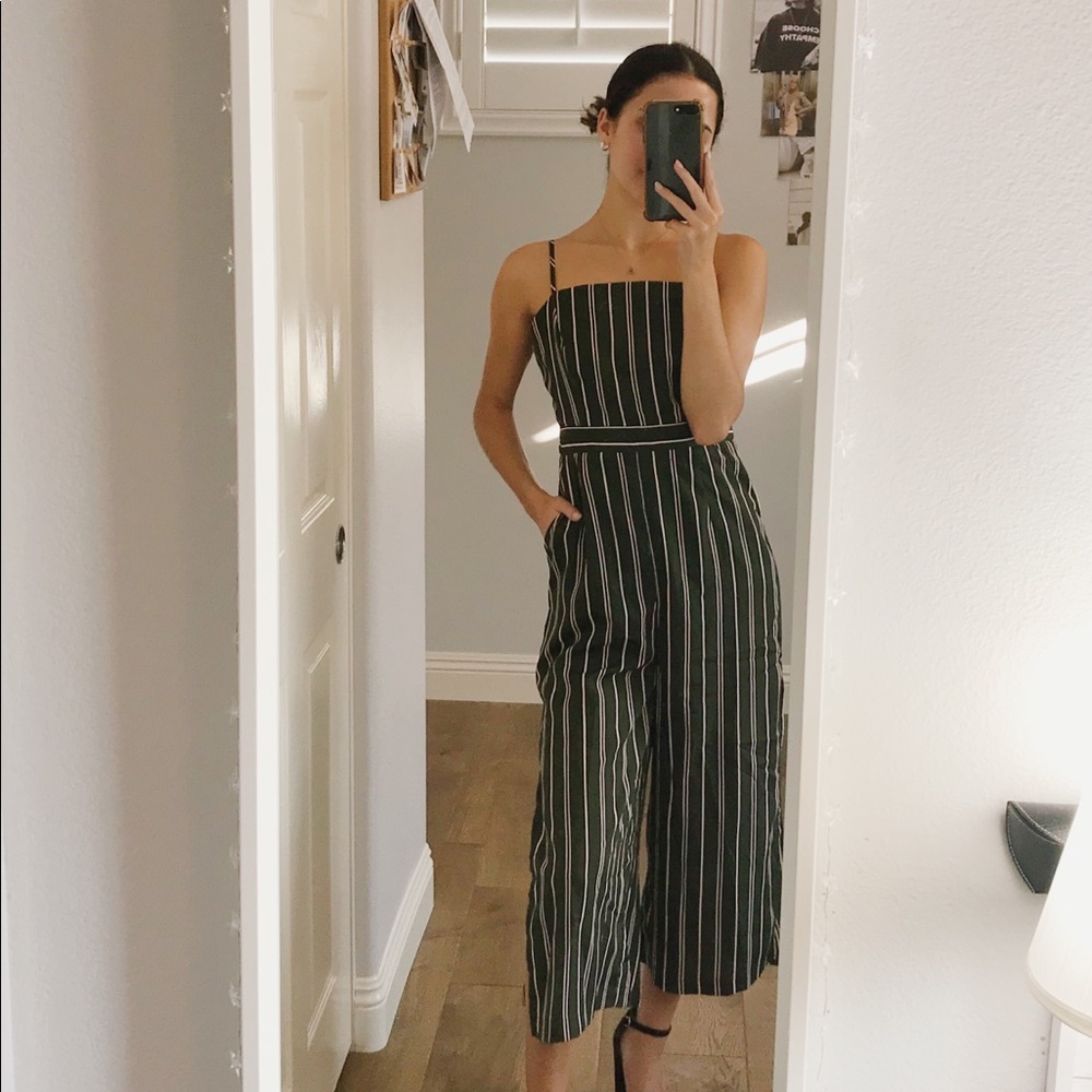 green and white jumpsuit